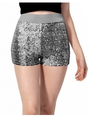 70s Costume Silver Sequin Shorts - Womens 70s Disco Costumes 